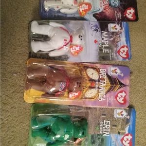 Ty Teenie Beanie Babies International Collection.Erin, Glory, Maple, Brittana